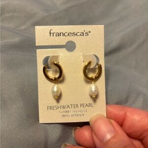 Francesca's Collections Gold and White Pearl Earrings